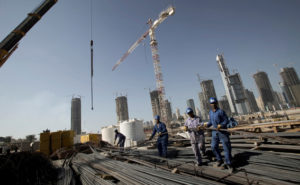 UAE – Dubai – worker on Jumeirah Heights construction site, a pr